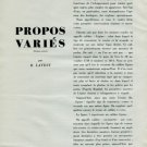 1946 Propos Varies by R. Lavest Vintage 1946 Swiss Magazine Article Horology Suisse Horlogerie