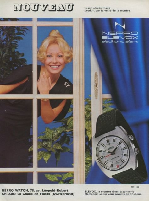 1972 Nepro Watch Company Nepro Elevox Advert Vintage 1972 Swiss Ad Suisse Advert Horlogerie