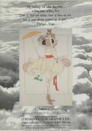 1980 Philippe Noyer L' Autruche et Femme 1980 Art Ad Advertisement
