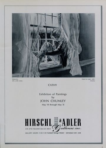 1969 John Chumley Cathy Vintage 1969 Art Exhibition Ad Advert Hirschl & Adler Galleries, NY