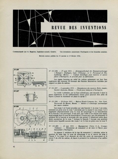Revue des Inventions 1956 Swiss Horology Patents Brevets Suisses Horlogerie