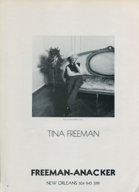 Tina Freeman Vintage 1976 Art Ad Portrait of Andy Warhol in Paris