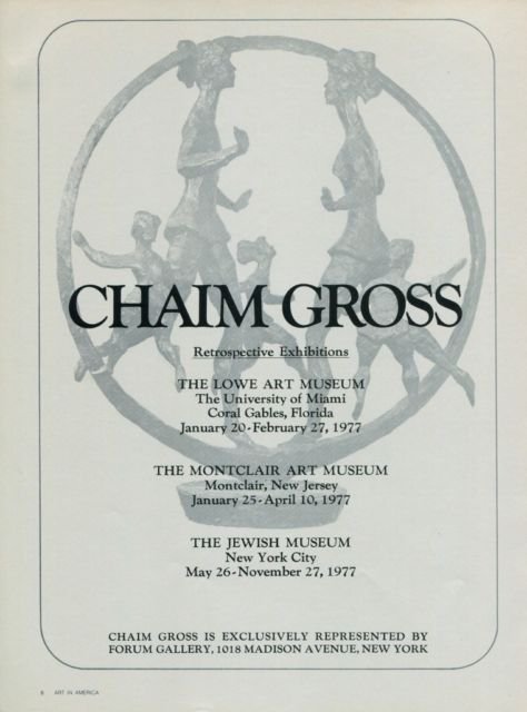 Chaim Gross Vintage 1977 Retrospctive Art Exhibition Ad