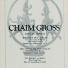 Chaim Gross Vintage 1977 Retrospctive Art Exhibition Ad
