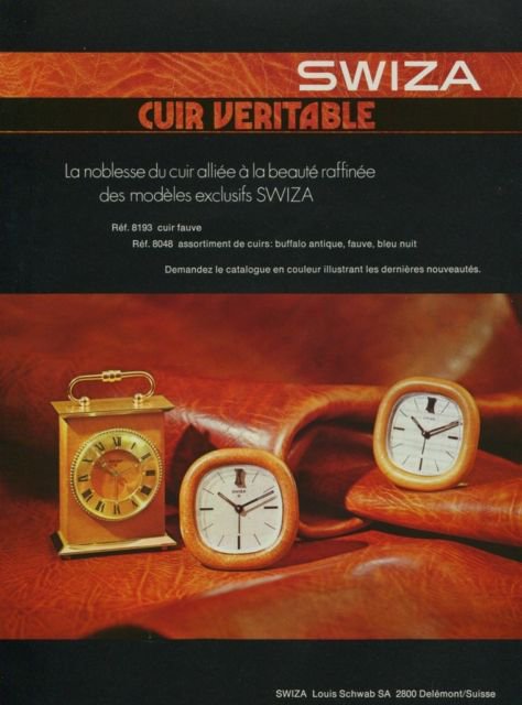 1974 Swiza Clock Company Switzerland Vintage 1974 Swiss Ad Suisse Advert Louis Schwab Horlogerie