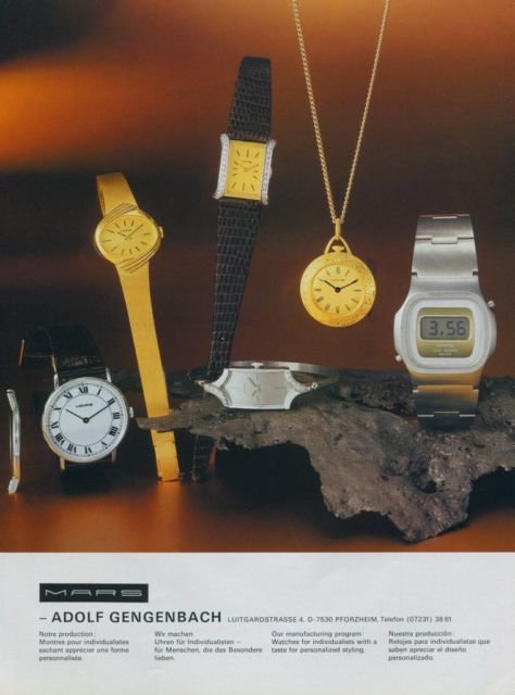 Mars Watch Company Adolf Gengenbach Pforzheim Vintage 1977 Swiss Ad Suisse Advert Horlogerie