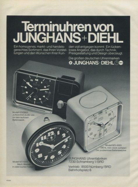 1975 Junghans Clock Company Diehl Clock Company Vintage 1975 Swiss Ad Suisse Advert