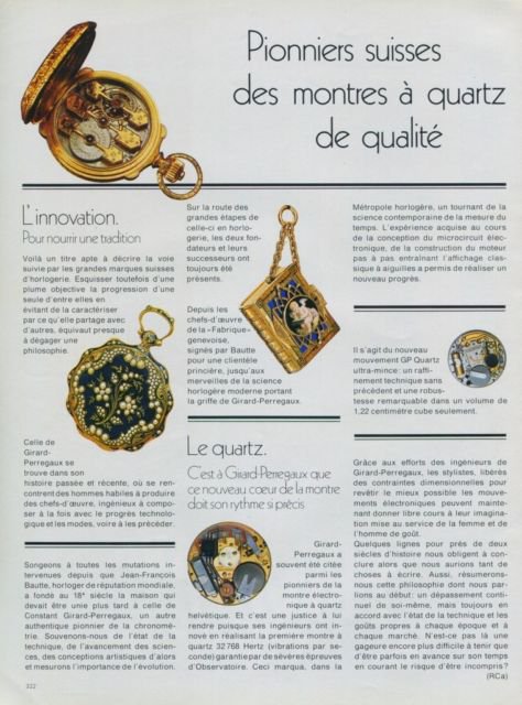 Girard-Perregaux Watch Company Vintage 1977 Swiss Ad Suisse Advert Horology