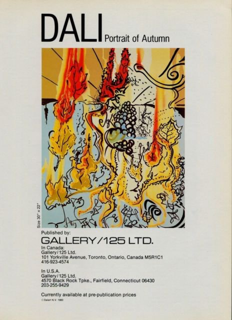 Salvador Dali Portrait of Autumn Vintage 1981 Art Ad Advert Advertisement