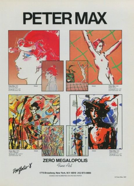 1982 Peter Max Zero Megalopolis #8 Advert Vintage 1982 Art Ad Advertisement
