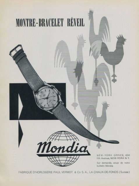 Mondia Watch Company Switzerland 1956 Swiss Ad Suisse Advert Horlogerie Horology