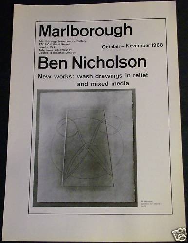 Ben Nicholson Vintage 1968 Art Exhibition Ad Marlborough Gallery, London Advert