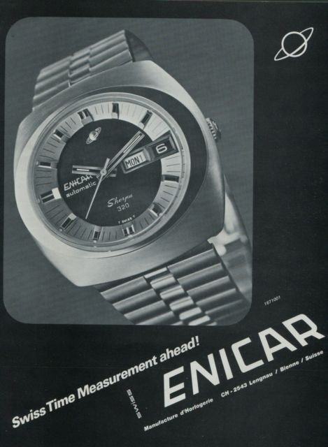 Enicar Watch Company Bienne Switzerland 1972 Swiss Ad Suisse Advert Horology