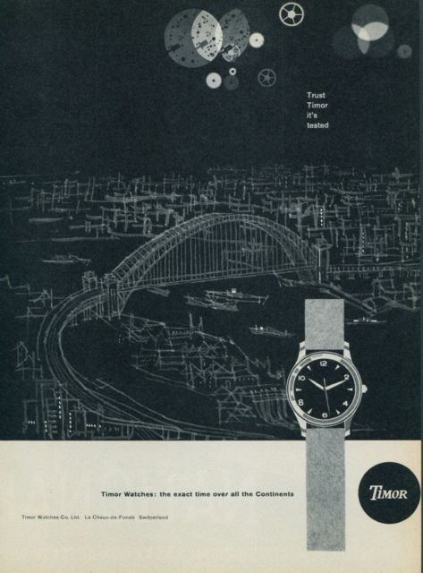 1959 Timor Watch Company Switzerland Vintage 1959 Swiss Ad Suisse Advert Horology