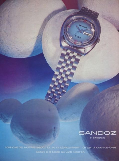 1972 Sandoz Watch Company Switzerland Vintage 1972 Swiss Ad Suisse Advert Horology
