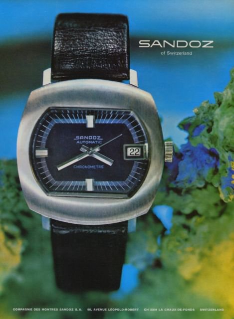 1971 Sandoz Watch Company Switzerland 1971 Swiss Ad Suisse Advert Horology