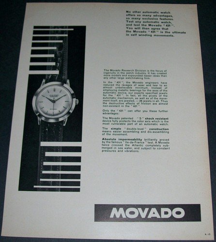 1956 Movado Watch Company Vintage 1956 Swiss Ad Switzerland Suisse Advert Horlogerie Horology