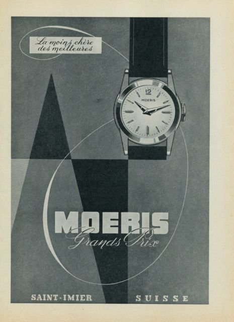 1958 Moeris Watch Company Saint-Imier Switzerland Vintage 1958 Swiss Ad Suisse Advert