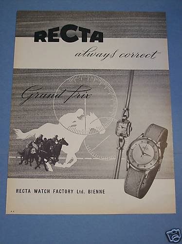 1955 Recta Watch Company Switzerland Vintage 1955 Swiss Ad Suisse Advert Horology