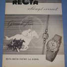 1955 Recta Watch Company Switzerland Vintage 1955 Swiss Ad Suisse Advert Horology