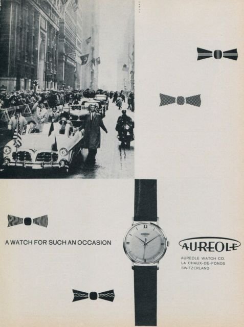 Aureole Watch Company Vintage 1958 Swiss Ad Suisse Advert Horlogerie Horology