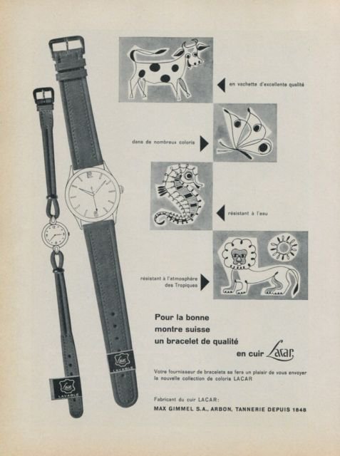 1958 Lacar Company Max Gimmel S.A. 1958 Swiss Ad Suisse Advert Horology Horlogerie