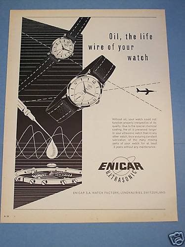 1955 Enicar Watch Company Lengnau Biel Switzerland 1955 Swiss Ad Suisse Advert