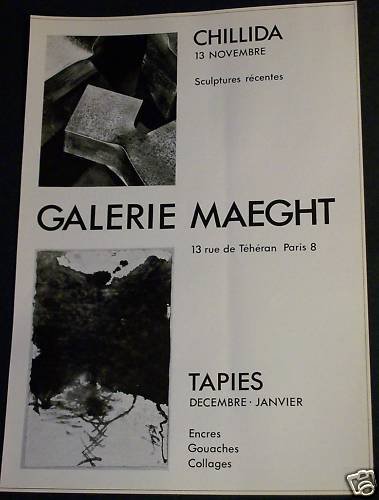 Chillida and  Tapies Vintage 1968 Art Exhibition Ad Galerie Maeght, Paris