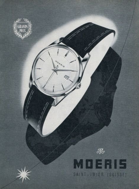 1959 Moeris Watch Company Switzerland Vintage 1959 Swiss Ad Suisse Advert Horology