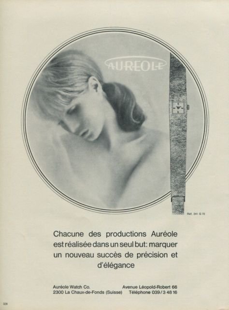 Aureole Watch Company Switzerland Vintage 1967 Swiss Ad Suisse Advert Horology
