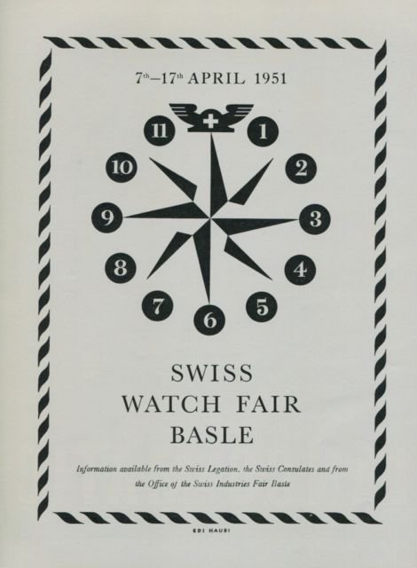 1951 Swiss Watch Fair Basle Switzerland 1950 Swiss Ad Horology Horlogerie Advert