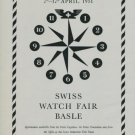 1951 Swiss Watch Fair Basle Switzerland 1950 Swiss Ad Horology Horlogerie Advert