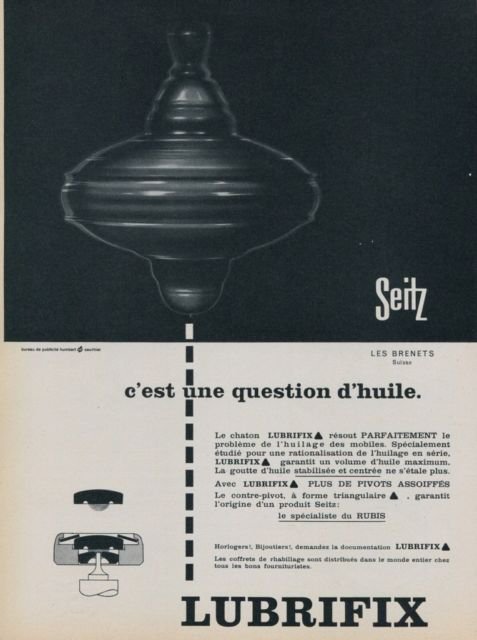 1958 Seitz Lubrifix Company Vintage 1958 Swiss Ad Suisse Advert Horology Switzerland