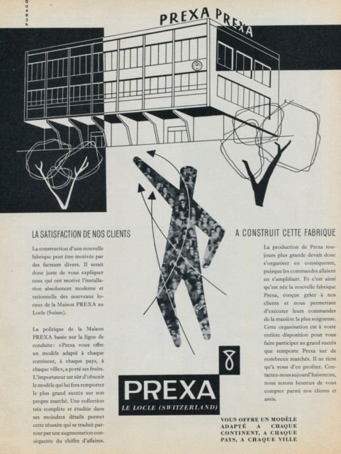 Prexa Watch Company Switzerland 1957 Swiss Ad Suisse Advert (French Text)