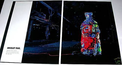 Nam June Paik Absolut Paik Art Ad 2 Page Absolut Vodka Advertisement Advert