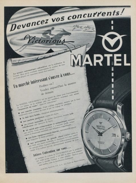 1956 Martel Watch Company Ponts-de-Martel Switzerland Vintage 1956 Swiss Ad Suisse Advert