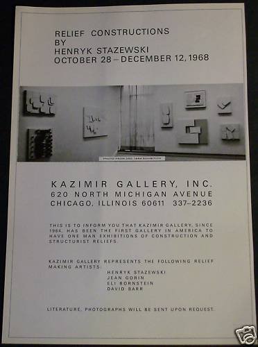 Henryk Stazewski Vintage 1968 Art Exhibition Ad Advertisement Kazimir Gallery, Chicago