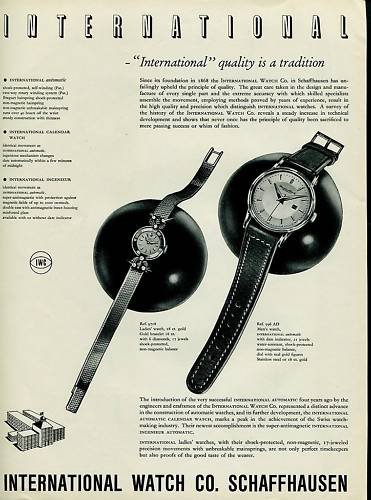 1956 IWC International Watch Company Switzerland Vintage 1956 Swiss Ad Suisse Advert