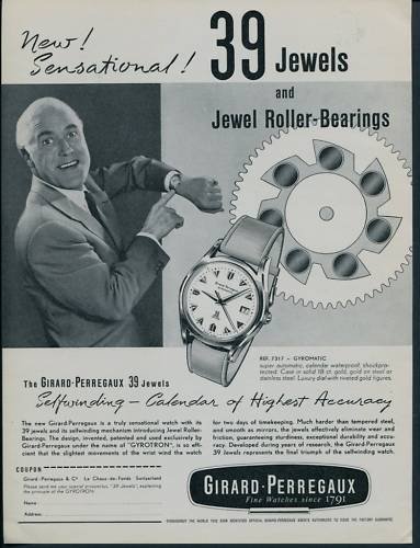 1957 Girard-Perregaux Watch Company Switzerland 1957 Swiss Ad Suisse Advert Horology