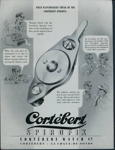 Cortebert Watch Company Spirofix 1950 Swiss Ad Switzerland Suisse Advert Horlogerie