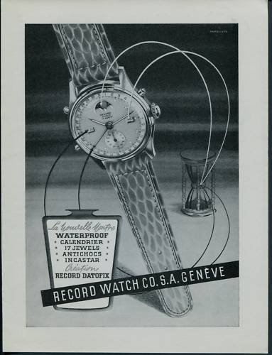 1950 Record Watch Company Geneva Switzerland Vintage 1950 Swiss Ad Suisse Advert Geneve