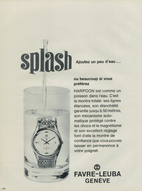 Favre-Leuba Watch Company Favre-Leuba Harpoon Advert Vintage 1968 Swiss Ad Suisse Advert Horlogerie