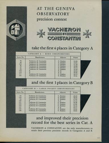 1957 Vacheron & Constantin Watch Company Vintage 1957 Swiss Ad Suisse Advert Geneva Switzerland