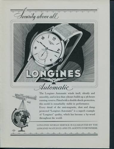 1950 Longines Watch Company Switzerland Vintage 1950 Swiss Ad Suisse Advert Horlogerie