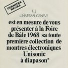 1968 Universal Geneve Watch Company Golden Shadow Vintage 1968 Swiss Ad Suisse Advert