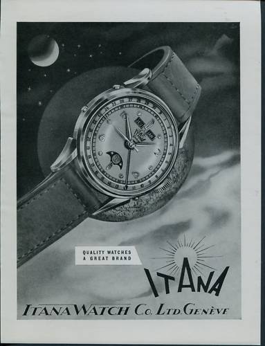 1950 Itana Watch Company Geneva Switzerland Vintage 1950 Swiss Ad Suisse Advert