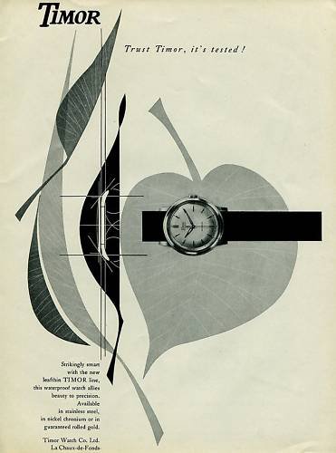 1956 Timor Watch Company Switzerland Vintage 1956 Swiss Ad Suisse Advert