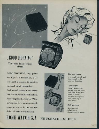 1957 Home Watch Company Neuchatel Switzerland Vintage 1957 Swiss Ad Suisse Advert Horology