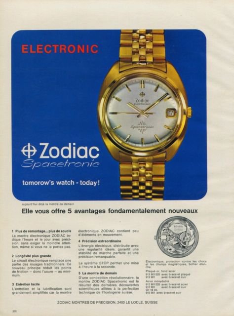 1968 Zodiac Watch Company Zodiac Spacetronic Advert Vintage 1968 Swiss Ad Suisse Advert Switzerland