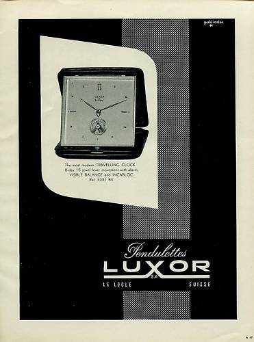 1956 Luxor Clock Company Luxor Pendulettes Switzerland 1956 Swiss Ad Suisse Advert Horlogerie
